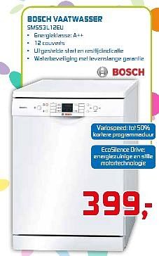 Aanbiedingen Bosch vaatwasser sms53l12eu - Bosch - Geldig van 06/04/2015 tot 19/04/2015 bij BCC