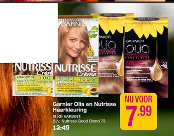 Aanbiedingen Garnier olia en nutrisse haarkleuring - Garnier - Geldig van 06/04/2015 tot 19/04/2015 bij da