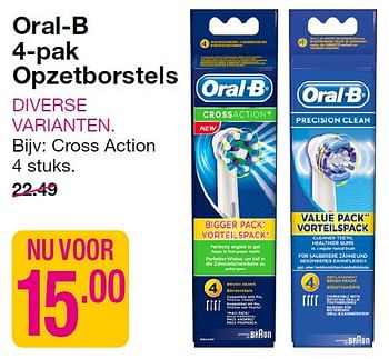Aanbiedingen Oral-b 4-pak opzetborstels - Oral-B - Geldig van 06/04/2015 tot 19/04/2015 bij da