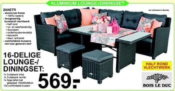 Aanbiedingen Aluminium lounge--diningset - Bois le Duc - Geldig van 13/04/2015 tot 03/05/2015 bij Van Cranenbroek