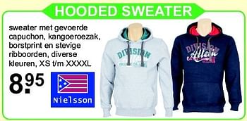 Aanbiedingen Hooded sweater - Nielsson - Geldig van 13/04/2015 tot 03/05/2015 bij Van Cranenbroek