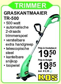 Aanbiedingen Kos graskantmaaier tr-500 - Kos - Geldig van 13/04/2015 tot 03/05/2015 bij Van Cranenbroek
