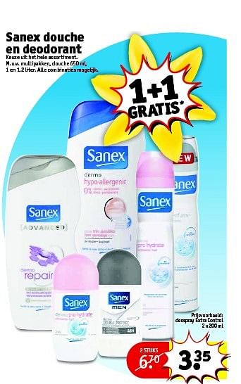 Aanbiedingen Sanex douche en deodorant - Sanex - Geldig van 07/04/2015 tot 19/04/2015 bij Kruidvat