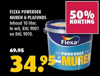 Aanbiedingen Flexa powerdek muren + plafonds - Flexa - Geldig van 06/04/2015 tot 26/04/2015 bij Hubo