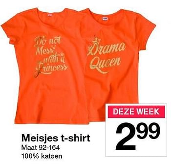 Aanbiedingen Meisjes t-shirt - Huismerk - Zeeman  - Geldig van 11/04/2015 tot 18/04/2015 bij Zeeman