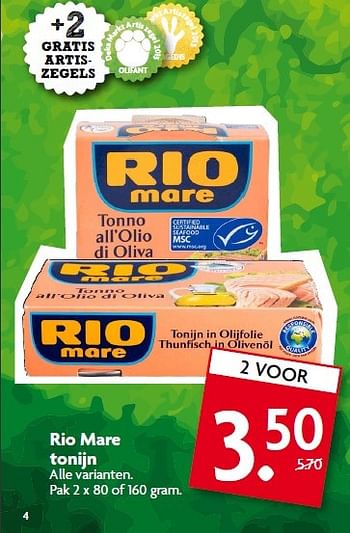 Aanbiedingen Rio mare tonijn - Rio Mare - Geldig van 12/04/2015 tot 18/04/2015 bij Deka Markt