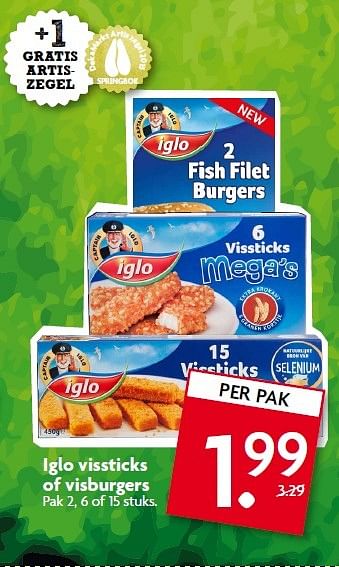 Aanbiedingen Iglo vissticks of visburgers - Iglo - Geldig van 12/04/2015 tot 18/04/2015 bij Deka Markt