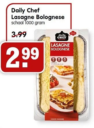 Aanbiedingen Daily chef lasagne bolognese - Daily chef - Geldig van 12/04/2015 tot 18/04/2015 bij Em-té