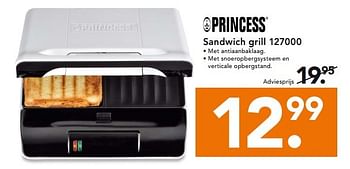 Aanbiedingen Princess sandwich grill 127000 - Princess - Geldig van 13/04/2015 tot 22/04/2015 bij Blokker