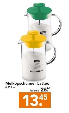 Aanbiedingen Melkopschuimer latteo - Bodum - Geldig van 13/04/2015 tot 22/04/2015 bij Blokker