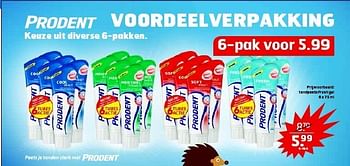 Aanbiedingen Tandpasta fresh gel - Prodent - Geldig van 28/10/2014 tot 09/11/2014 bij Trekpleister