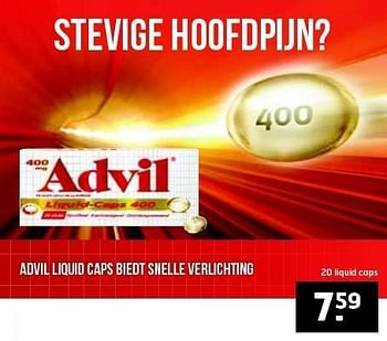 Aanbiedingen Advil liquid caps biedt snelle verlichting - Advil - Geldig van 28/10/2014 tot 09/11/2014 bij Trekpleister