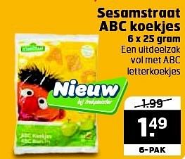 Aanbiedingen Sesamstraat abc koekjes - Sesamstraat - Geldig van 28/10/2014 tot 09/11/2014 bij Trekpleister