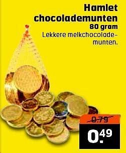 Aanbiedingen Hamlet chocolademunten - Hamlet - Geldig van 28/10/2014 tot 09/11/2014 bij Trekpleister