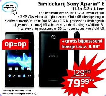 Aanbiedingen Simlockvrij sony xperia e - Sony - Geldig van 28/10/2014 tot 09/11/2014 bij Trekpleister
