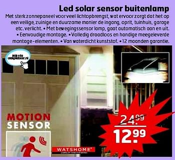 Aanbiedingen Led solar sensor buitenlamp - Watshome - Geldig van 28/10/2014 tot 09/11/2014 bij Trekpleister