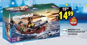 Aanbiedingen Piratenroeiboot met hamerhaai - Playmobil - Geldig van 06/12/2014 tot 14/12/2014 bij ToyChamp
