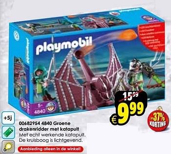 Aanbiedingen Groene drakenridder met katapult - Playmobil - Geldig van 06/12/2014 tot 14/12/2014 bij ToyChamp