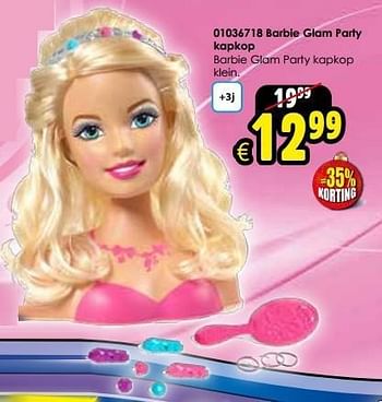 Aanbiedingen Barbie glam party kapkop - Mattel - Geldig van 06/12/2014 tot 14/12/2014 bij ToyChamp