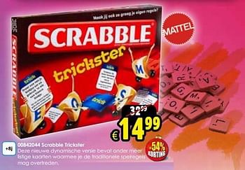Aanbiedingen Scrabble trickster - Mattel - Geldig van 06/12/2014 tot 14/12/2014 bij ToyChamp