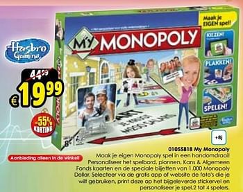 Aanbiedingen My monopoly - Hasbro - Geldig van 06/12/2014 tot 14/12/2014 bij ToyChamp