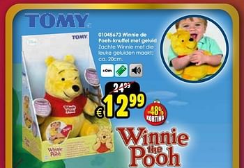 Aanbiedingen Winnie de poeh-knuffel met geluid - Tomy - Geldig van 06/12/2014 tot 14/12/2014 bij ToyChamp