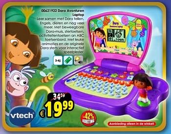 Aanbiedingen Dora avonturen laptop - Vtech - Geldig van 06/12/2014 tot 14/12/2014 bij ToyChamp