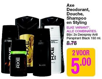 Aanbiedingen Axe deodorant, douche, shampoo en styling - Axe - Geldig van 13/04/2015 tot 19/04/2015 bij da