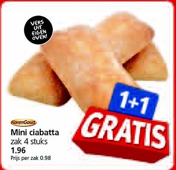 Aanbiedingen Mini ciabatta - Korengoud - Geldig van 13/04/2015 tot 19/04/2015 bij Jan Linders