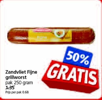 Aanbiedingen Zandvliet fijne grillworst - Zandvliet - Geldig van 13/04/2015 tot 19/04/2015 bij Jan Linders