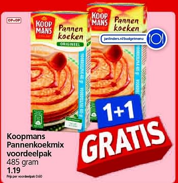 Aanbiedingen Koopmans pannenkoekmix voordeelpak - Koopmans - Geldig van 13/04/2015 tot 19/04/2015 bij Jan Linders
