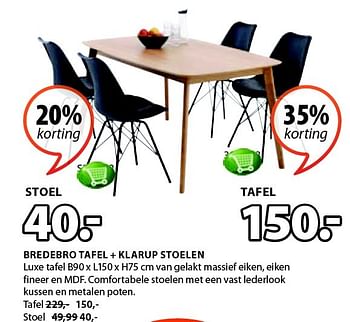 Aanbiedingen Bredebro tafel + klarup stoelen - Huismerk - Jysk - Geldig van 13/04/2015 tot 19/04/2015 bij Jysk