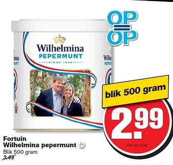 Aanbiedingen Fortuin wilhelmina pepermunt - Fortuin - Geldig van 15/04/2015 tot 21/04/2015 bij Hoogvliet