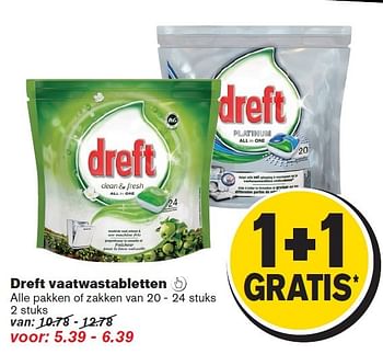 Aanbiedingen Dreft vaatwastabletten  - Dreft - Geldig van 15/04/2015 tot 21/04/2015 bij Hoogvliet