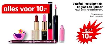 Aanbiedingen L`oréal paris lipstick, lipgloss en lipliner - L'Oreal Paris - Geldig van 14/04/2015 tot 19/04/2015 bij Trekpleister