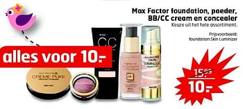 Aanbiedingen Max factor foundation, poeder, bb-cc cream en concealer - Max Factor - Geldig van 14/04/2015 tot 19/04/2015 bij Trekpleister