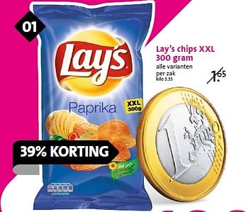 Aanbiedingen Lay`s chips xxl 300 gram - Lay's - Geldig van 15/04/2015 tot 21/04/2015 bij C1000