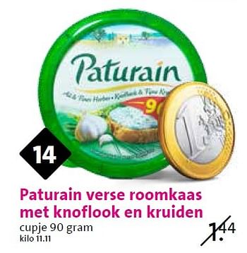 Aanbiedingen Paturain verse roomkaas met knoflook en kruiden - Paturain - Geldig van 15/04/2015 tot 21/04/2015 bij C1000