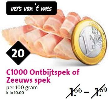 Aanbiedingen C1000 ontbijtspek of zeeuws spek - Huismerk - C1000 Supermarkten - Geldig van 15/04/2015 tot 21/04/2015 bij C1000