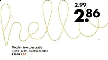 Aanbiedingen Metalen tekstdecoratie - Huismerk - Wibra - Geldig van 13/04/2015 tot 23/04/2015 bij Wibra