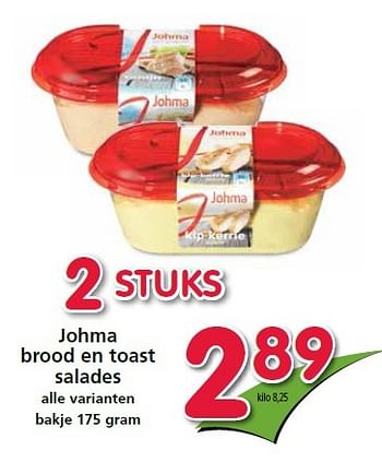 Aanbiedingen Johma brood en toast salades - Johma - Geldig van 16/04/2015 tot 22/04/2015 bij Attent