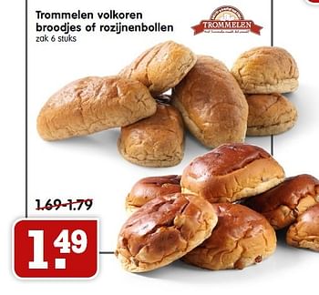 Aanbiedingen Trommelen volkoren broodjes of rozijnenbollen - Trommelen - Geldig van 19/04/2015 tot 25/04/2015 bij Em-té