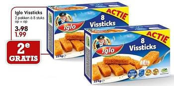 Aanbiedingen Iglo vissticks - Iglo - Geldig van 19/04/2015 tot 25/04/2015 bij Em-té