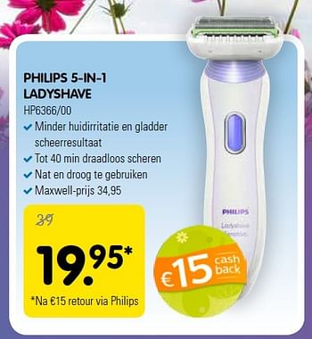 Aanbiedingen Philips 5-in-1 ladyshave hp6366-00 - Philips - Geldig van 08/04/2015 tot 26/04/2015 bij Maxwell