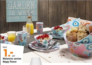 Aanbiedingen Melamine servies happy flower - Huismerk - Kwantum - Geldig van 13/04/2015 tot 26/04/2015 bij Kwantum