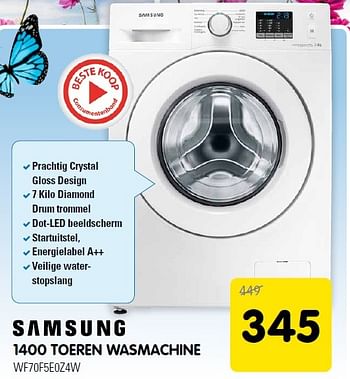 Aanbiedingen Samsung 1400 toeren wasmachine wf70f5e0z4w - Samsung - Geldig van 08/04/2015 tot 26/04/2015 bij Maxwell