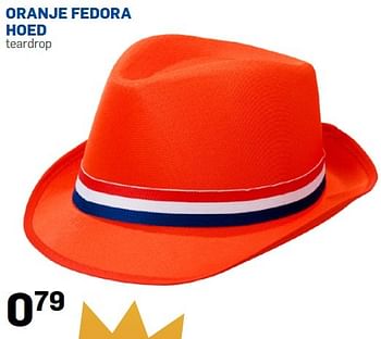 Aanbiedingen Oranje fedora hoed teardrop - Huismerk - Action - Geldig van 09/04/2015 tot 27/04/2015 bij Action