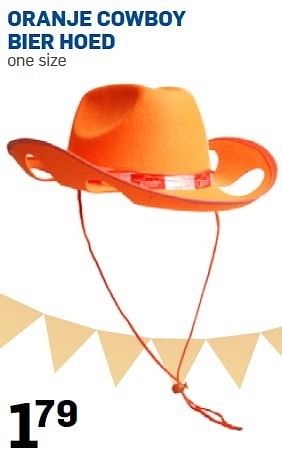 Aanbiedingen Oranje cowboy bier hoed one size - Huismerk - Action - Geldig van 09/04/2015 tot 27/04/2015 bij Action