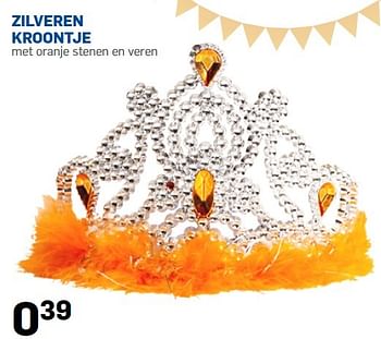 Aanbiedingen Zilveren kroontje met oranje stenen en veren - Huismerk - Action - Geldig van 09/04/2015 tot 27/04/2015 bij Action