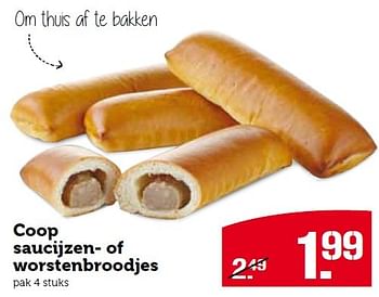 Aanbiedingen Coop saucijzen- of worstenbroodjes - Huismerk - Coop - Geldig van 20/04/2015 tot 26/04/2015 bij Coop